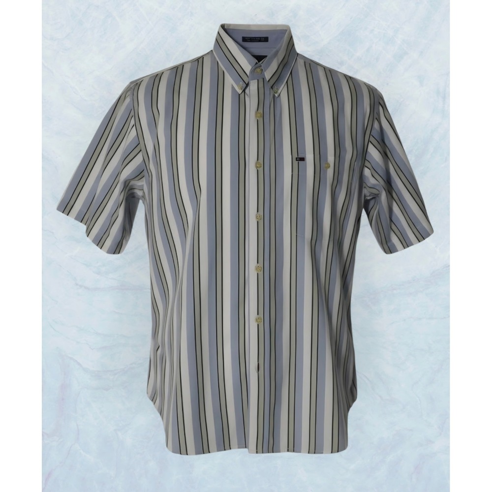 BB Classics Men's Short Sleeve Button Down, Size M Striped